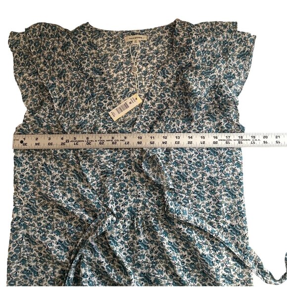 Max Studio Womens Floral Print Ruffle Sleeve V Neck Blouse Top M - Picture 8 of 9